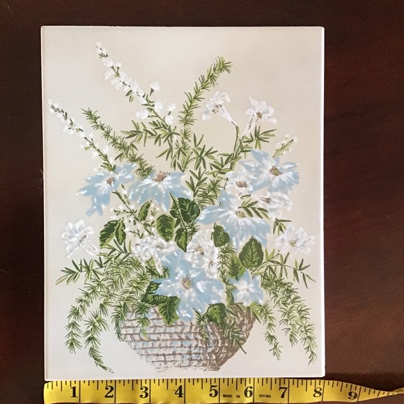 Italian Hand Painted Floral Tile (10”x8”) - Picture 2 of 5